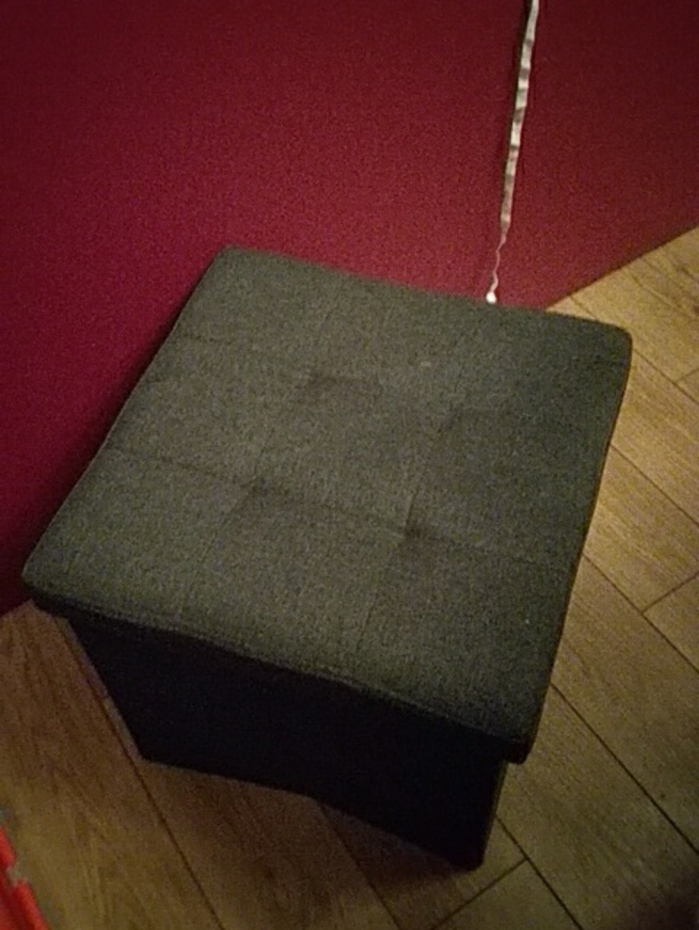 Dark Gray Tufted Storage Ottoman - Home Accents
